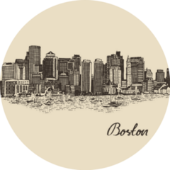 Boston Massachusetts Skyline Sketch Sticker