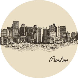 Boston Massachusetts Skyline Sketch Sticker