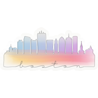 Boston, Massachusetts Usa Skyline Watercolor Sticker