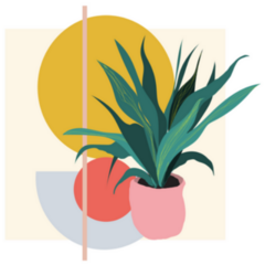 Botanical Art Print Geometric Background Sticker