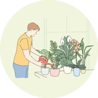 Botanics, Hobby, Lifestyle Florist Cartoon On Green Sticker