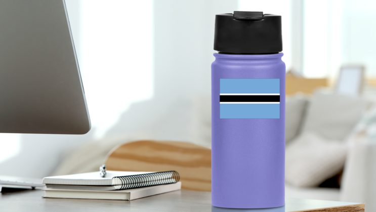 Botswana Flag Sticker on a Water Bottle (New) example