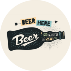 Bottle Of Beer Beer Here Hand Drawn Lettering Sticker
