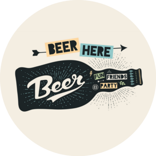 Bottle Of Beer Beer Here Hand Drawn Lettering Sticker