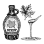 Bottle Of Canadian Maple Syrup And Maple Leaves Sketch Sticker