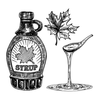 Bottle Of Canadian Maple Syrup And Maple Leaves Sketch Sticker