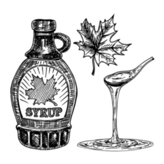 Bottle Of Canadian Maple Syrup And Maple Leaves Sketch Sticker