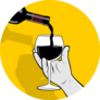 Bottle Pouring Red Wine On Yellow Sticker