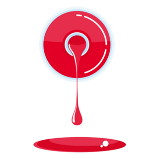 Bottle Red Nail Polish Pouring Puddle Sticker