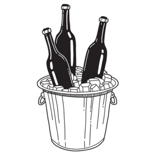 Bottles Of Cold Beer In Bucket With Ice Sticker
