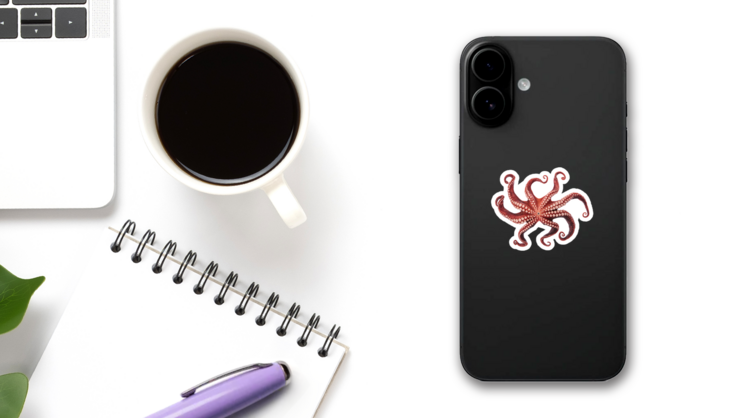 Bottom View Of A Squid Tentacles Sticker on a Phone (New) example