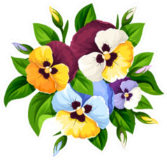 Bouquet Of Colorful Pansy Flowers Sticker