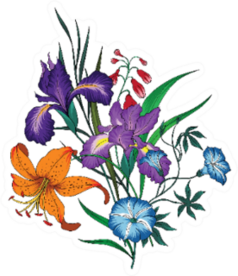 Bouquet Of  Garden Flowers With Lily Sticker