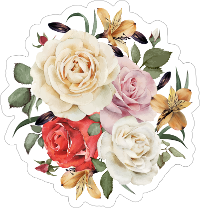 Bouquet of Roses Flower Stickers