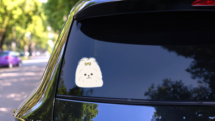 Bow Maltese Blue Sticker on a Rear Car Window (New) example