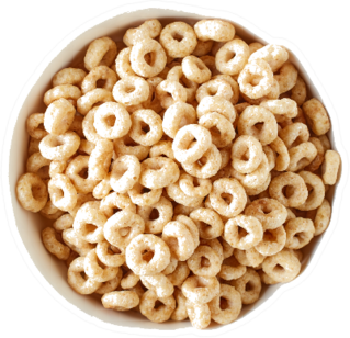 Bowl Of Whole Grain Cereal Rings Top View Sticker