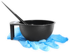 Bowl With Hair Dye Brush And Rubber Gloves Sticker