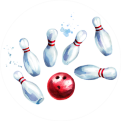 Bowling Ball And Pins Set Watercolor Sticker