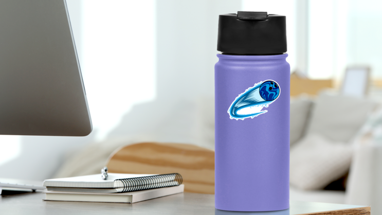 Bowling Ball With Trail Sticker on a Water Bottle (New) example