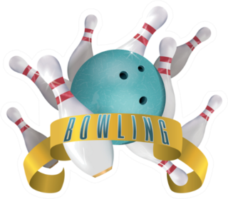 Bowling Club Poster With Turquoise Sticker