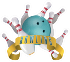 Bowling Club Poster With Turquoise Sticker