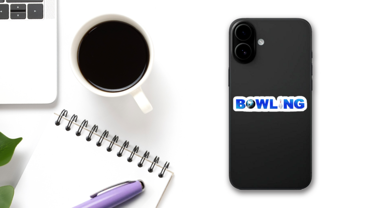 Bowling Game Concept Sticker on a Phone (New) example