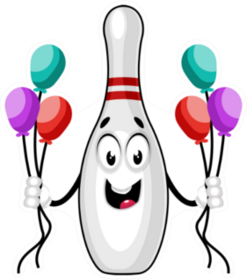 Bowling Pin With Balloons Sticker