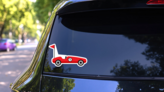 Box Car Icon Racing In Red Sticker on a Rear Car Window (New) example