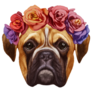 Boxer Floral Crown Sticker 