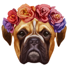 Boxer Floral Crown Sticker 