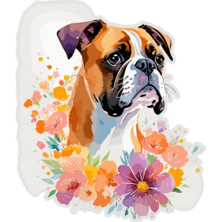 Boxer In Flowers Sticker