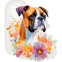 Boxer In Flowers Sticker