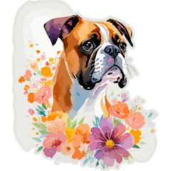 Boxer In Flowers Sticker