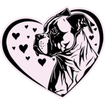 Boxer In Hearts Sticker