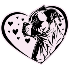 Boxer In Hearts Sticker