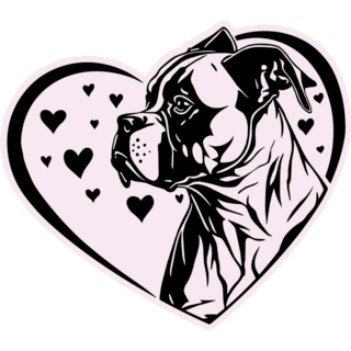 Boxer In Hearts Sticker