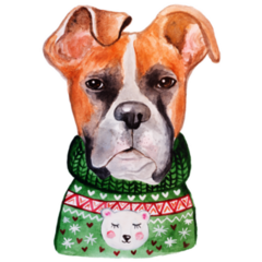 Boxer In Sweater Sticker