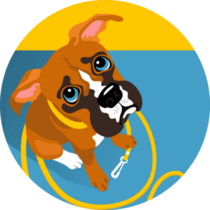 Boxer On Leash Sticker