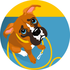 Boxer On Leash Sticker