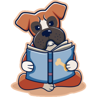 Boxer Reading Sticker