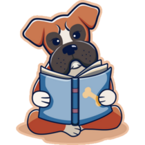 Boxer Reading Sticker