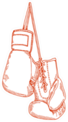 Boxing Business Gloves Hanging Red Sketch Sticker