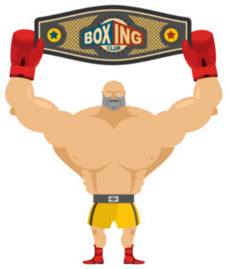 Boxing Champion Holds Belt Illustration Sticker