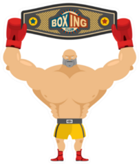 Boxing Champion Holds Belt Illustration Sticker