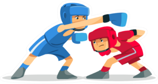 Boxing Children Cartoon Sticker