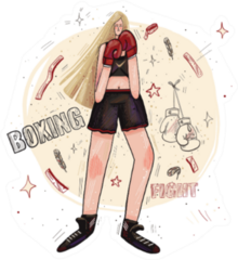 Boxing Girl Illustration Sticker
