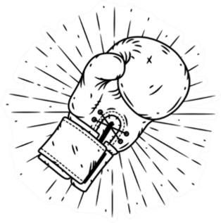 Boxing Glove And Sunburst Illustration Sticker