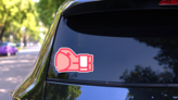 Boxing Glove Fist Icon Sticker on a Rear Car Window (New) example