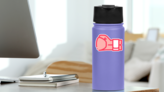 Boxing Glove Fist Icon Sticker on a Water Bottle (New) example