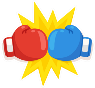 Boxing Gloves Fight Icon, Red Vs Blue Sticker